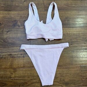 Monday Swimwear | Pink Ribbed Bikini Top | Large